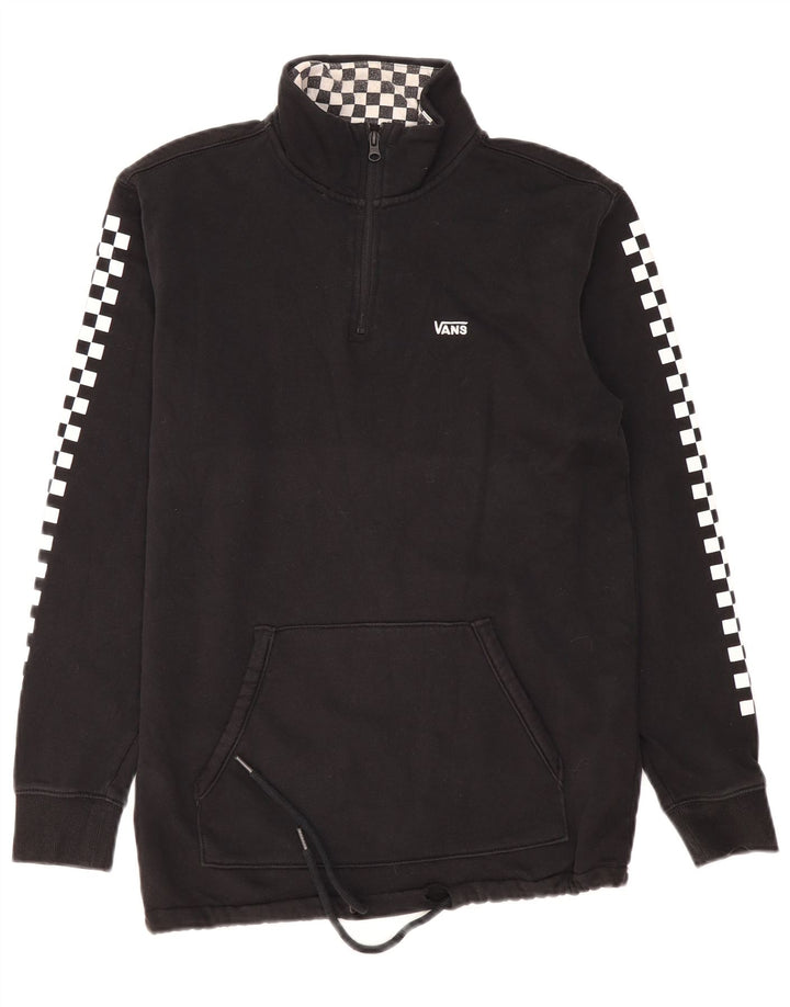 Moletom masculino Vans com zíper e gola alta, pequeno, preto, geométrico, de algodão