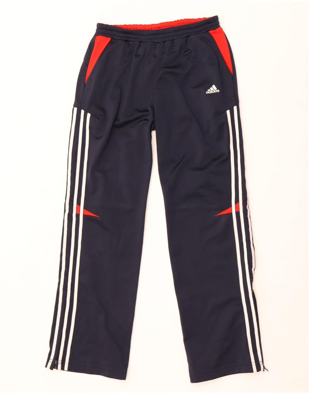 Calças de treino Adidas meninos 11-12 anos azul marinho colorblock poliéster