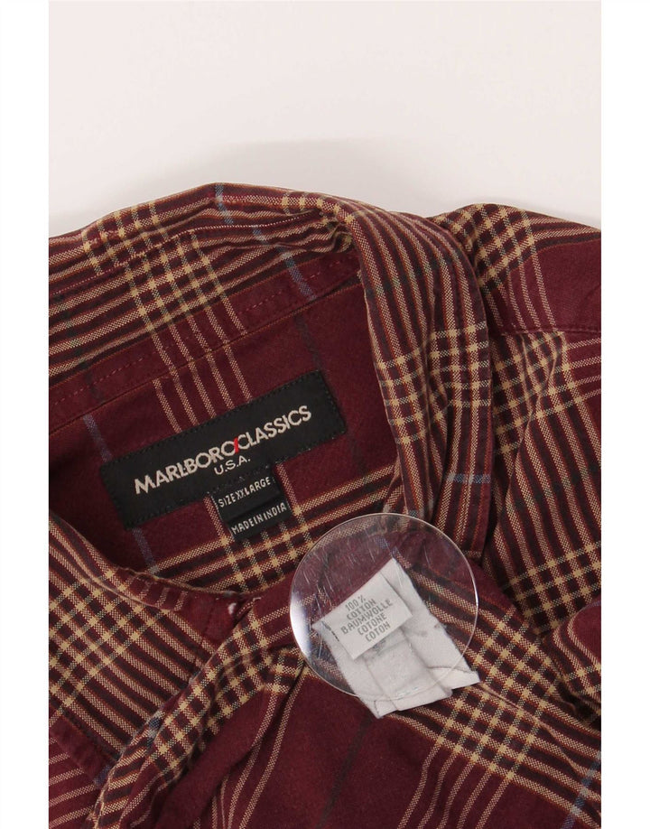 Camisa masculina Marlboro Classics 2XL algodão xadrez Borgonha