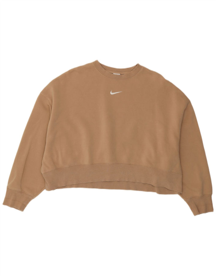 Nike feminino oversized moletom jumper reino unido 14 médio marrom algodão