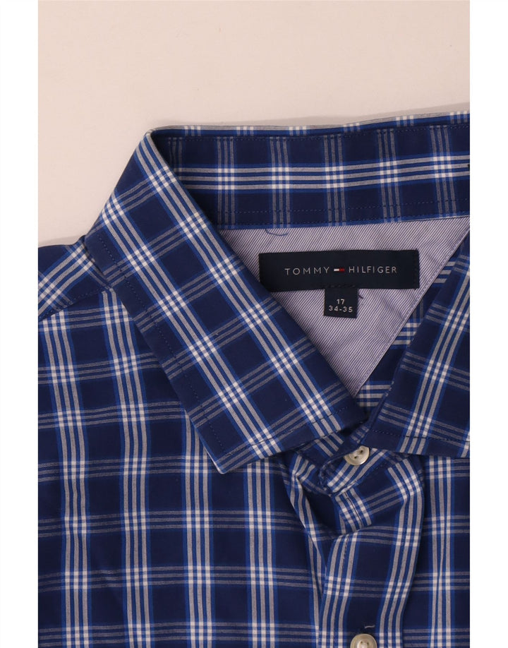 Camisa masculina Tommy Hilfiger tamanho 17 XL azul marinho xadrez