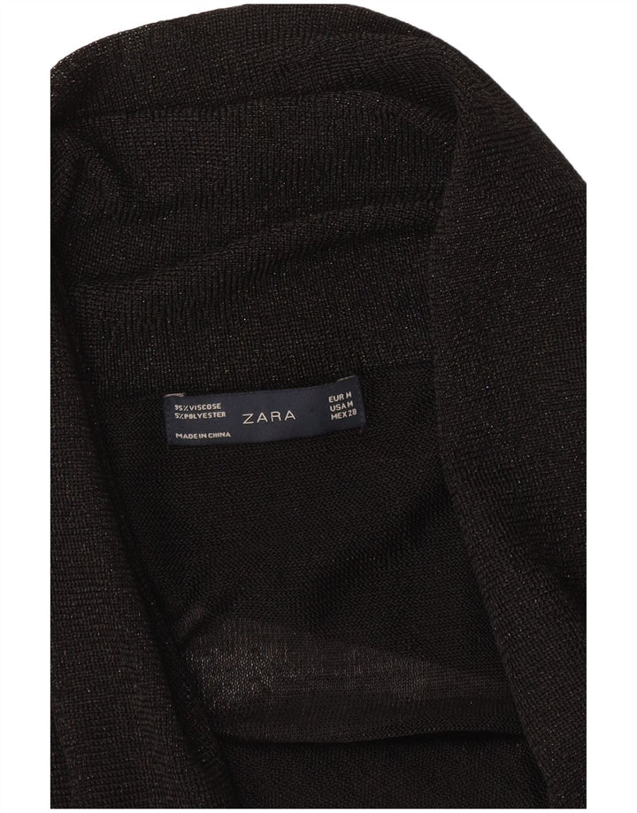 Suéter cardigã aberto feminino Zara Reino Unido 12 viscose preta média