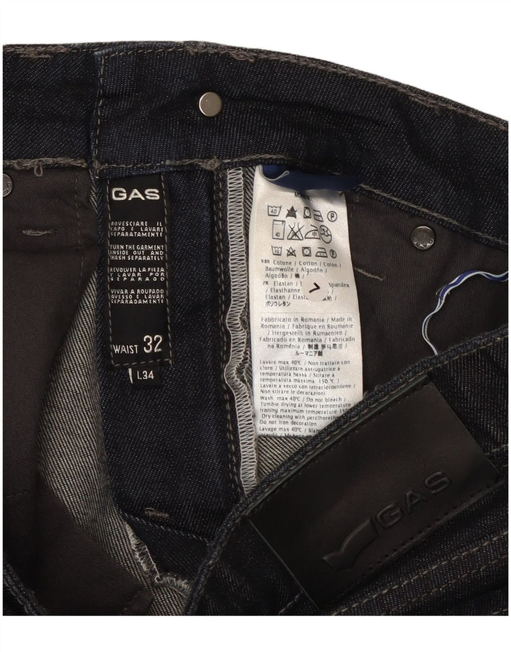 Gas Womens Straight Jeans W32 L34 Azul Marinho Algodão