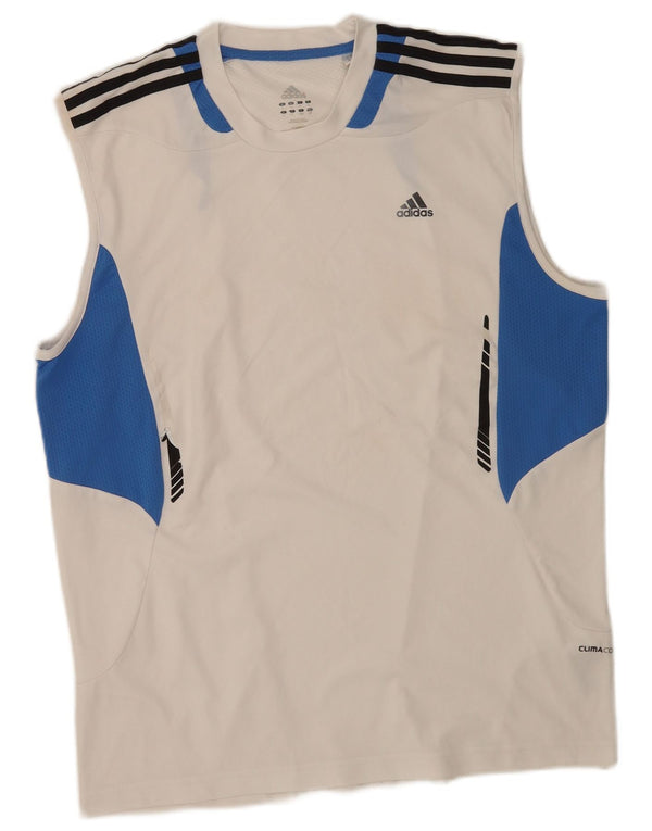 Adidas Mens Climacool Vest Top Grande Branco Colorblock Poliéster