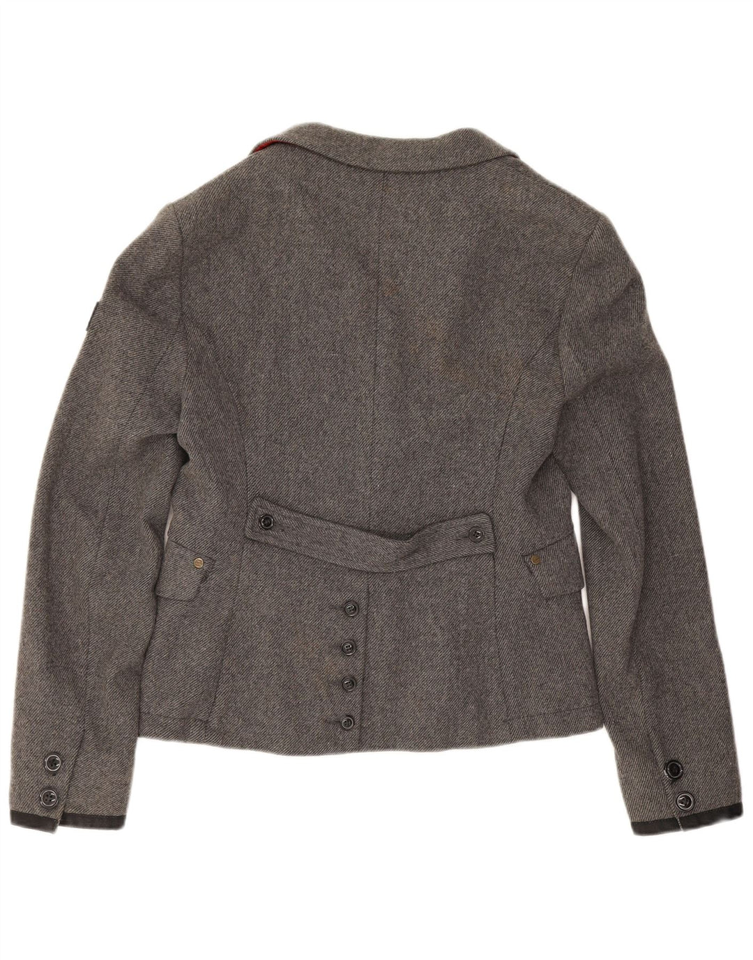 Jaqueta Blazer Feminina Superdry com 2 Botões Reino Unido 14 Lã Cinza Grande