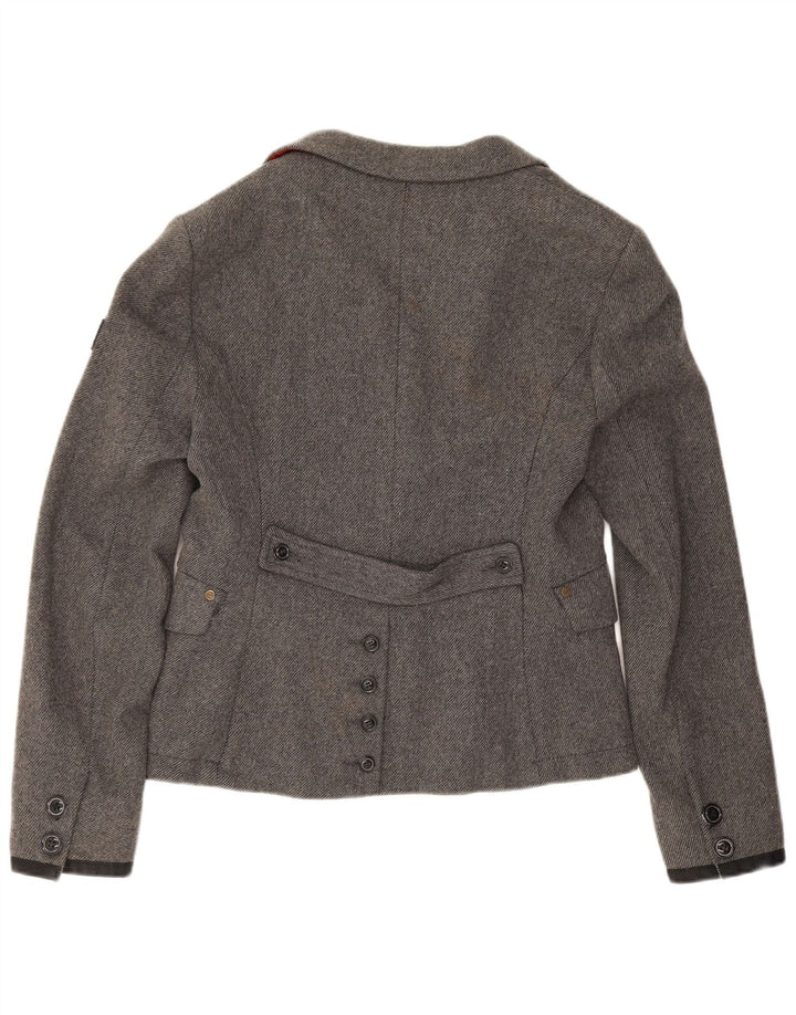 Jaqueta Blazer Feminina Superdry com 2 Botões Reino Unido 14 Lã Cinza Grande
