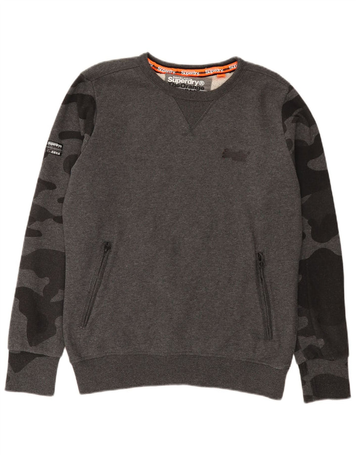 Superdry moletom masculino jumper médio cinza camuflagem algodão