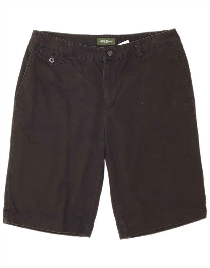 Shorts Chino feminino Eddie Bauer EUA 12 grande W32 algodão preto