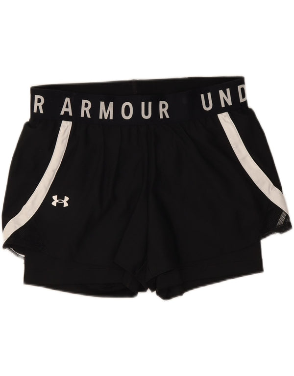 Shorts esportivos gráficos femininos Under Armour UK 14 grande bloco colorido preto