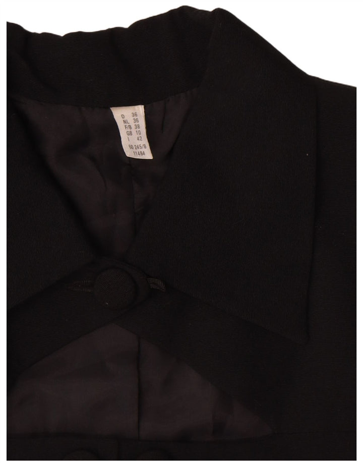Jaqueta blazer feminina vintage de manga curta Reino Unido 10 listras pretas pequenas