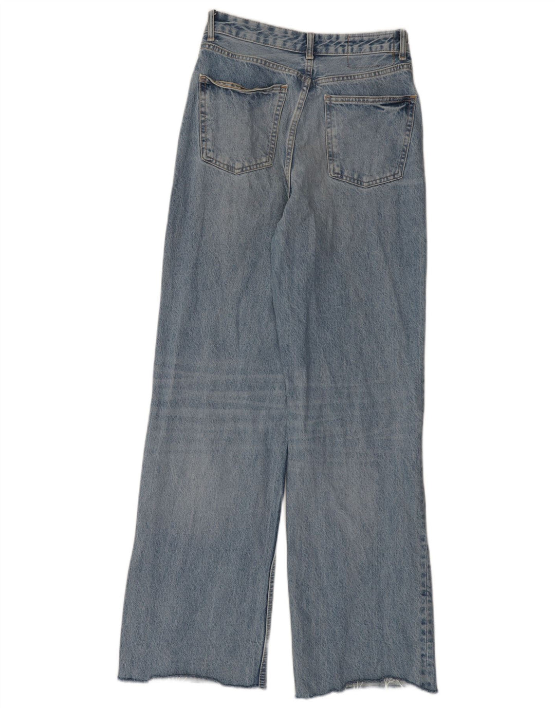 Calça jeans feminina Zara com perna larga desgastada EU 40 médio W30 L32 azul