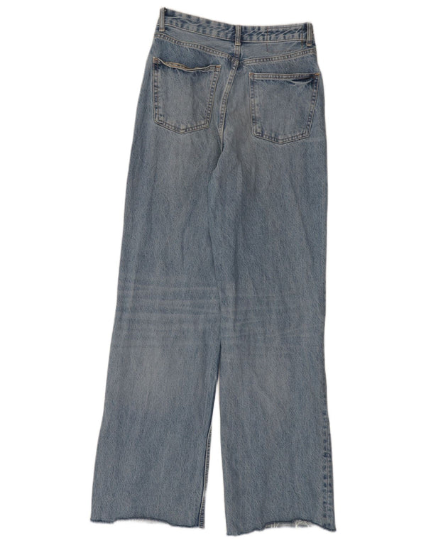Calça jeans feminina Zara com perna larga desgastada EU 40 médio W30 L32 azul
