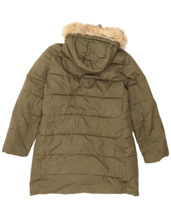Casaco acolchoado com capuz masculino Gap UK 40 poliéster cáqui grande