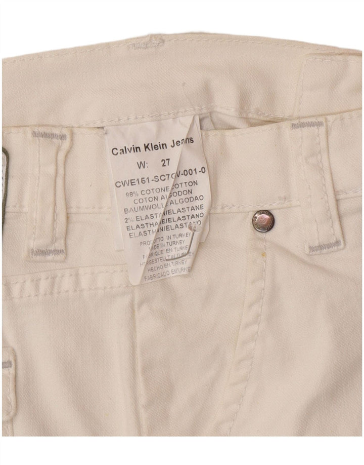 Mini saia feminina Calvin Klein W27 pequena de algodão off white