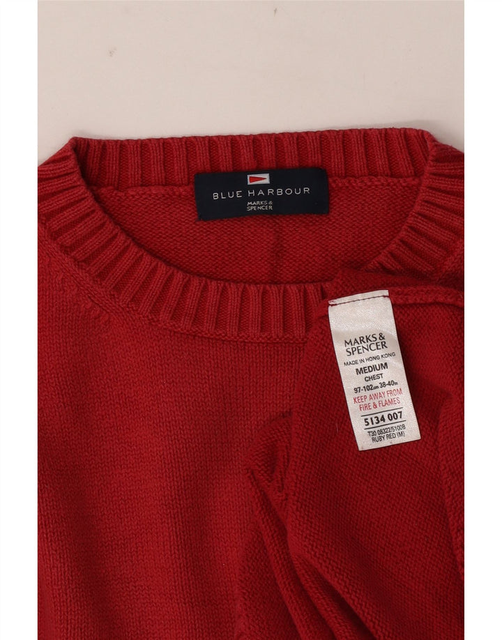 Suéter masculino Marks & Spencer Blue Harbor com gola redonda vermelho médio
