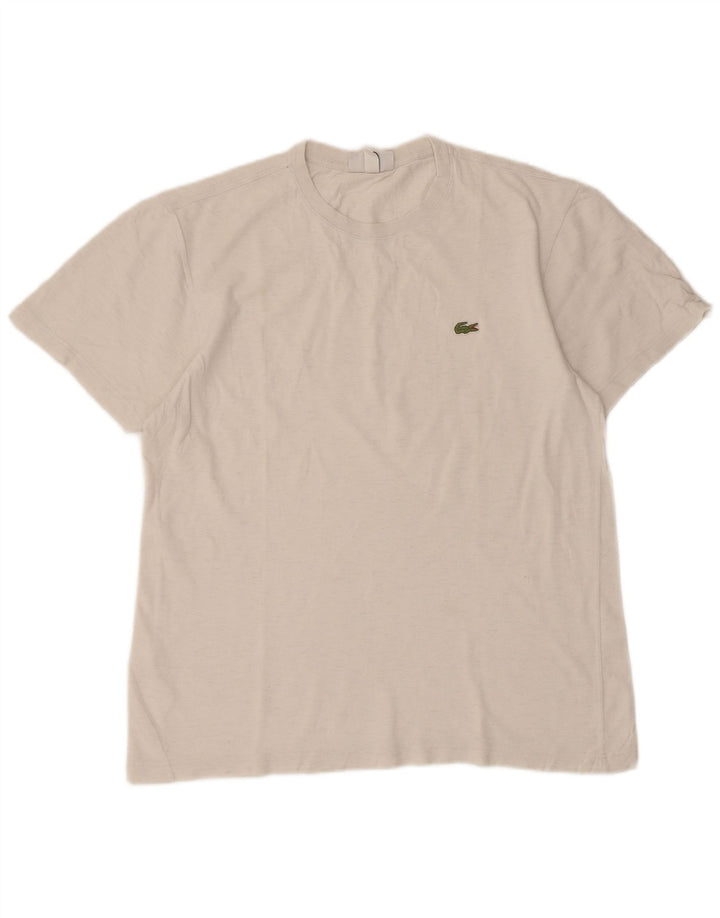 Camiseta masculina Lacoste tamanho superior 4 médio algodão branco