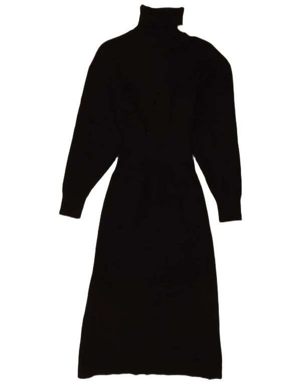 Zara vestido feminino de manga comprida, Reino Unido 8, pequeno, preto, viscose