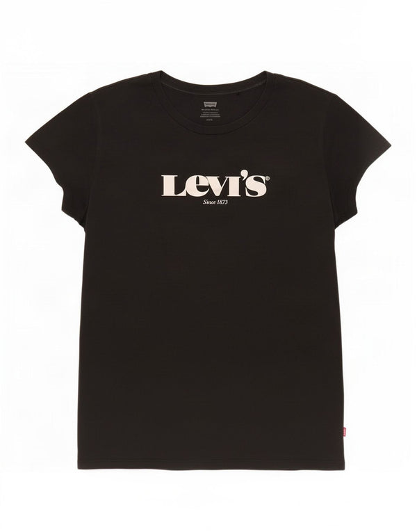 Camiseta feminina gráfica Levi's UK 14 grande preta