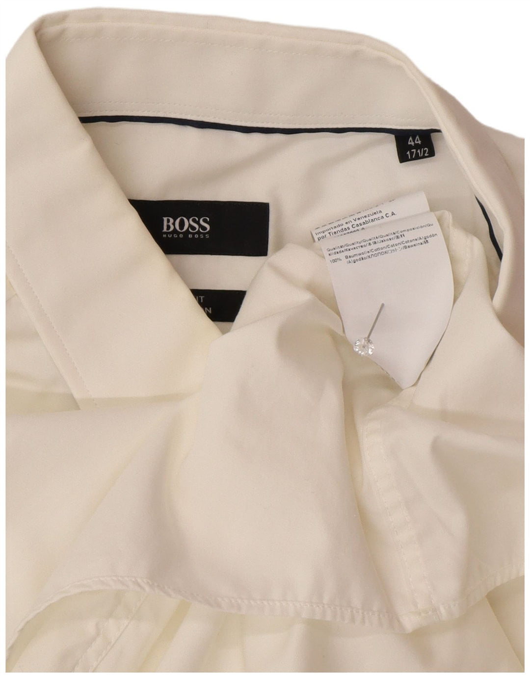 Camisa masculina Hugo Boss Slim Fit tamanho 44 17 1/2 XL algodão branco