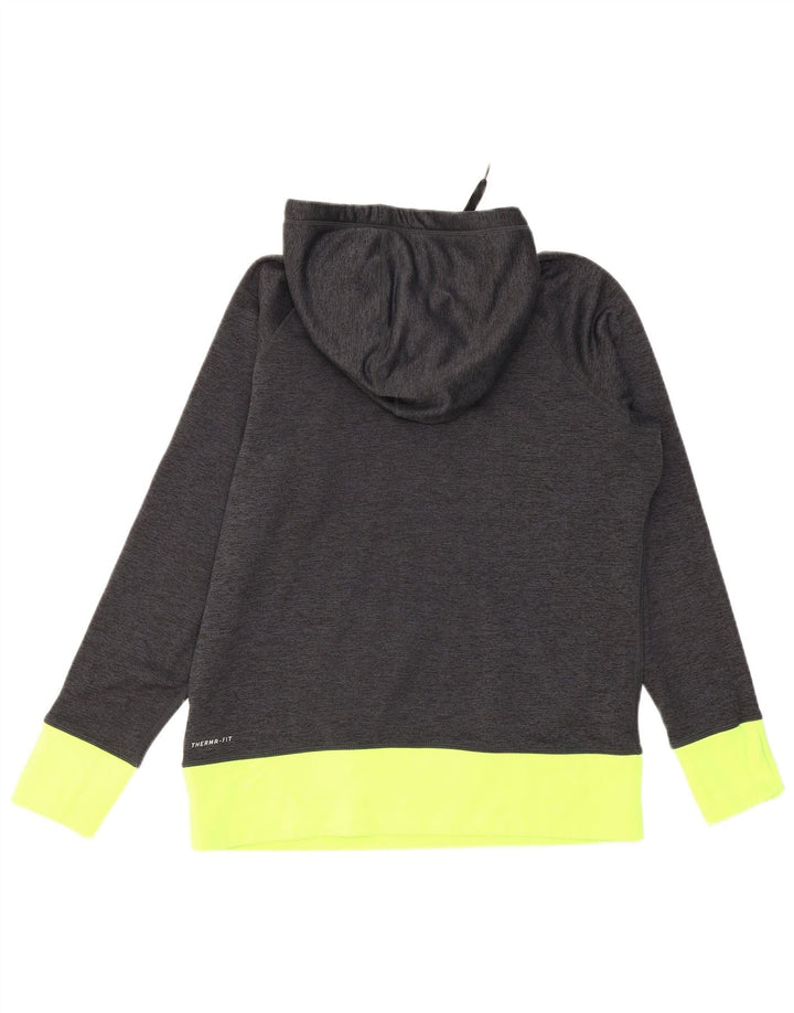 Suéter com capuz gráfico masculino NIKE Therma-Fit grande bloco cinza