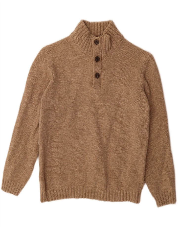 Suéter masculino Massimo Dutti com gola redonda e botão 11-12 anos médio bege