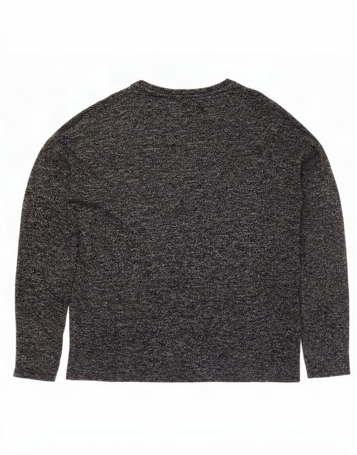 Zara Top gráfico feminino manga comprida Reino Unido 12 cinza médio floral