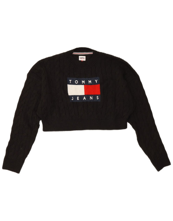Suéter feminino Tommy Hilfiger com gola redonda e gola redonda, preto médio 12