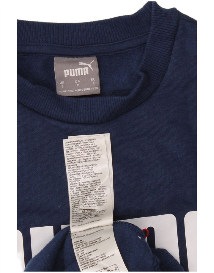 Puma masculino gráfico moletom jumper pequeno algodão azul marinho