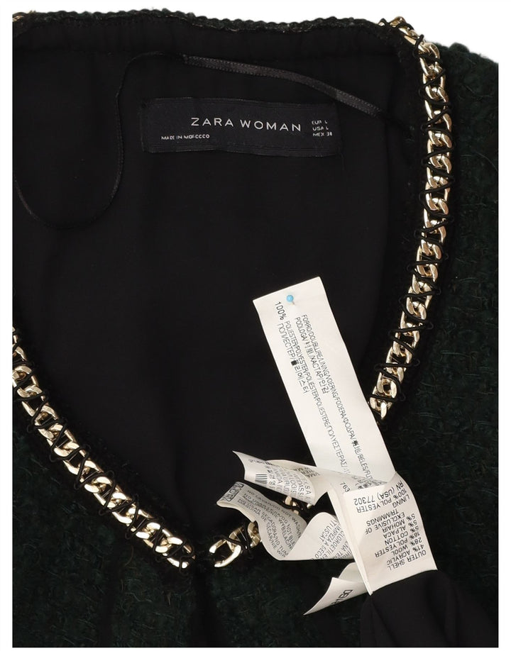 Sobretudo feminino Zara UK 16 grande acrílico verde