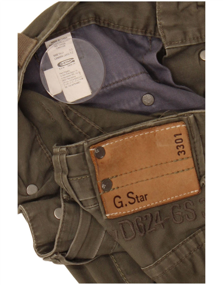Calça cargo feminina G-STAR 3301 reta W33 L32 algodão cáqui