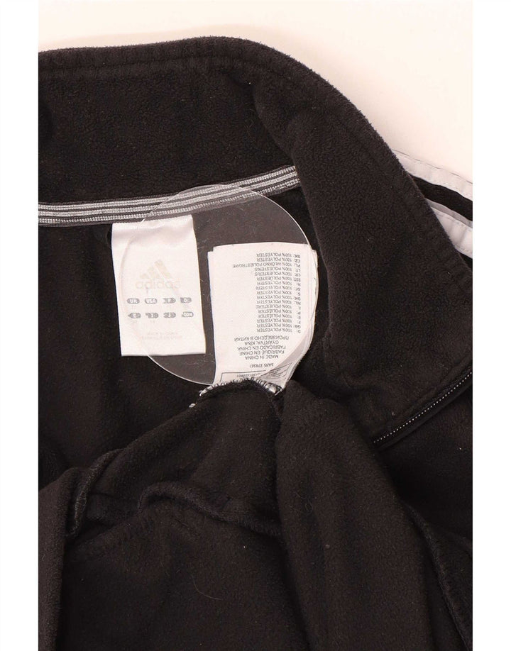 Adidas Womens Fleece Tracksuit Top Jacket UK 12 Médio Preto Poliéster
