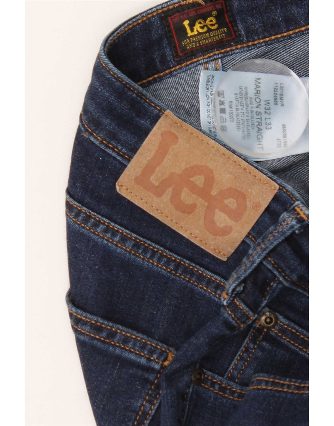 Lee Womens Marion Straight Jeans W32 L33 Azul Marinho Algodão