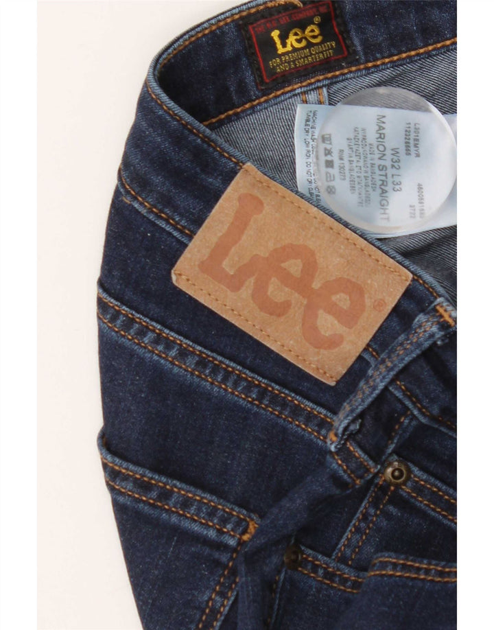 Lee Womens Marion Straight Jeans W32 L33 Azul Marinho Algodão