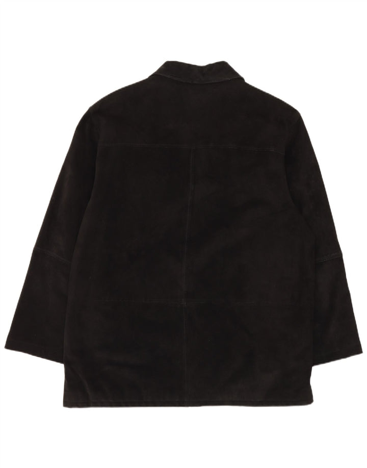 Jaqueta masculina vintage de camurça de ajuste regular Reino Unido 42 XL couro preto