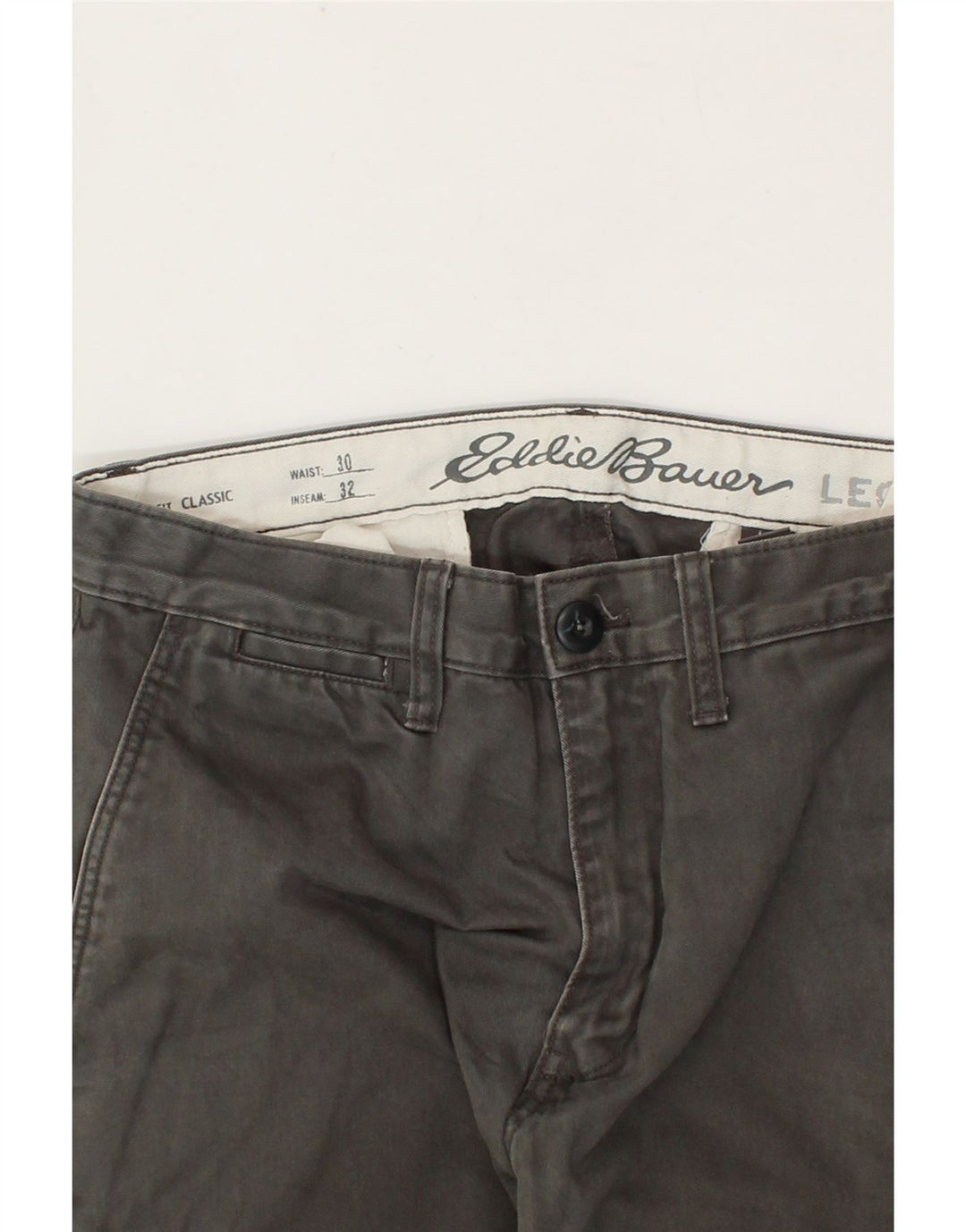 EDDIE BAUER Mens Classic Straight Chino Trousers W30 L32 Grey Cotton Vintage Eddie Bauer and Second-Hand Eddie Bauer from Messina Hembry 