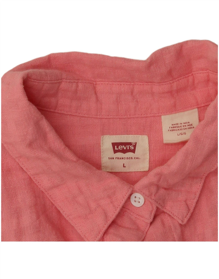 Camisa oversized feminina de manga curta Levi's Reino Unido 16 grande xadrez rosa