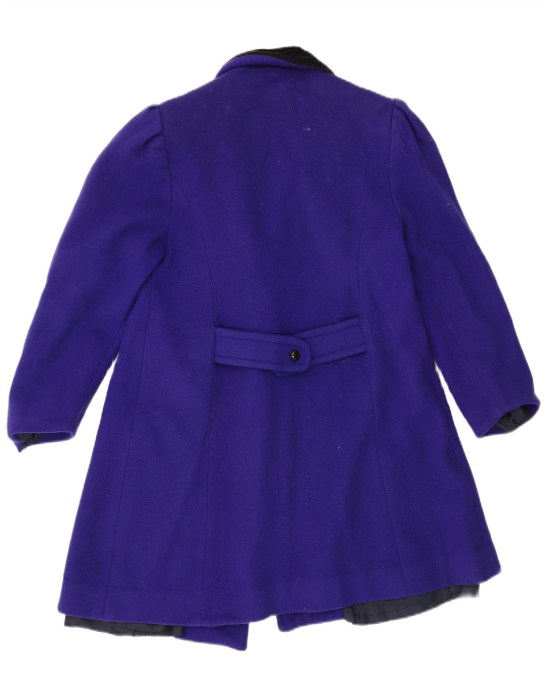 Casaco feminino vintage com peito duplo Reino Unido 14 lã roxa média
