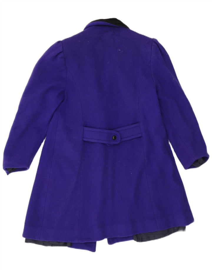 Casaco feminino vintage com peito duplo Reino Unido 14 lã roxa média
