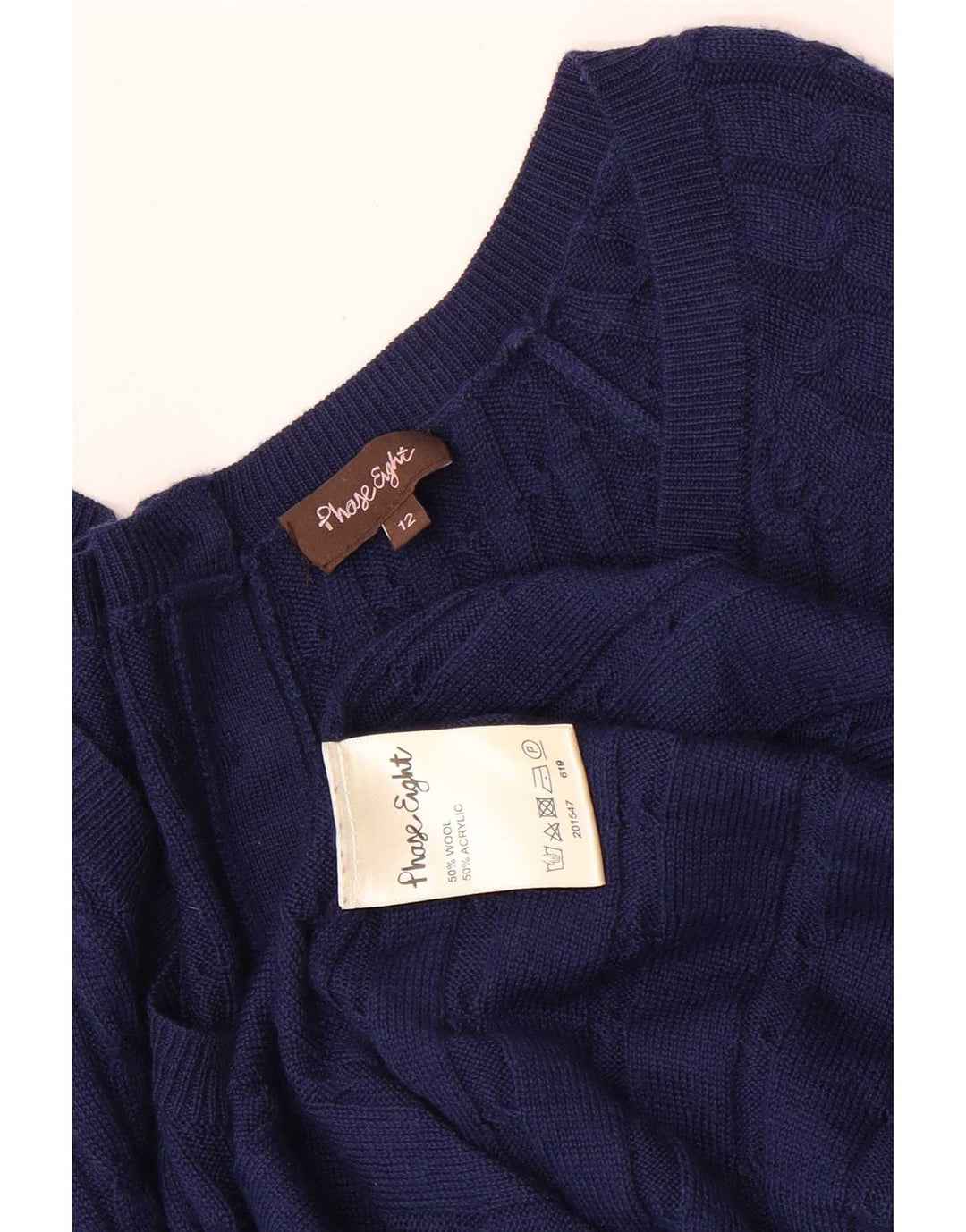 Vestido jumper feminino de manga comprida Phase Eight Reino Unido 12 lã azul marinho médio