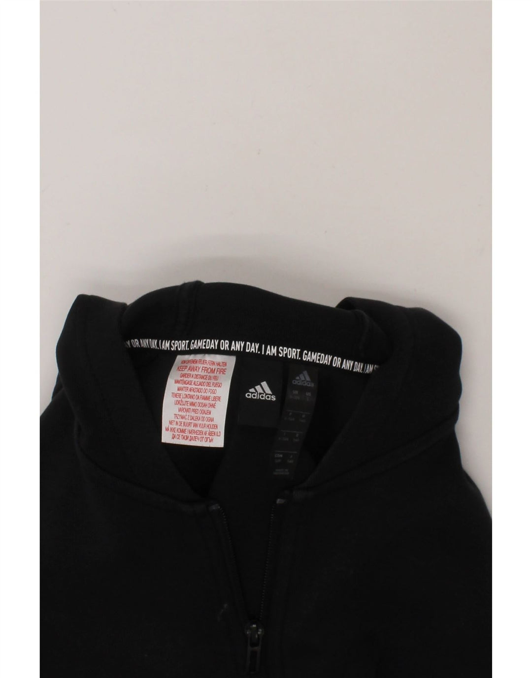 ADIDAS Boys Zip Hoodie Sweater 9-10 Years Black Cotton Vintage Adidas and Second-Hand Adidas from Messina Hembry 