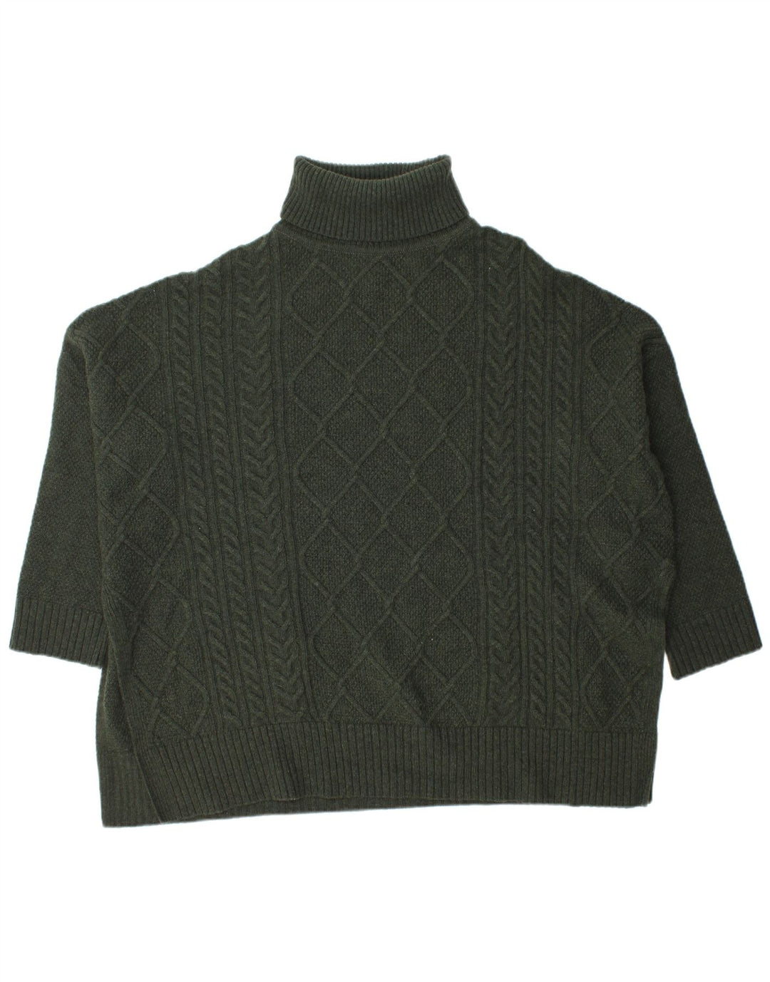 Suéter feminino Barbour Burne Cape com gola redonda Reino Unido 14 lã verde médio