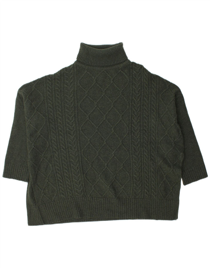 Suéter feminino Barbour Burne Cape com gola redonda Reino Unido 14 lã verde médio