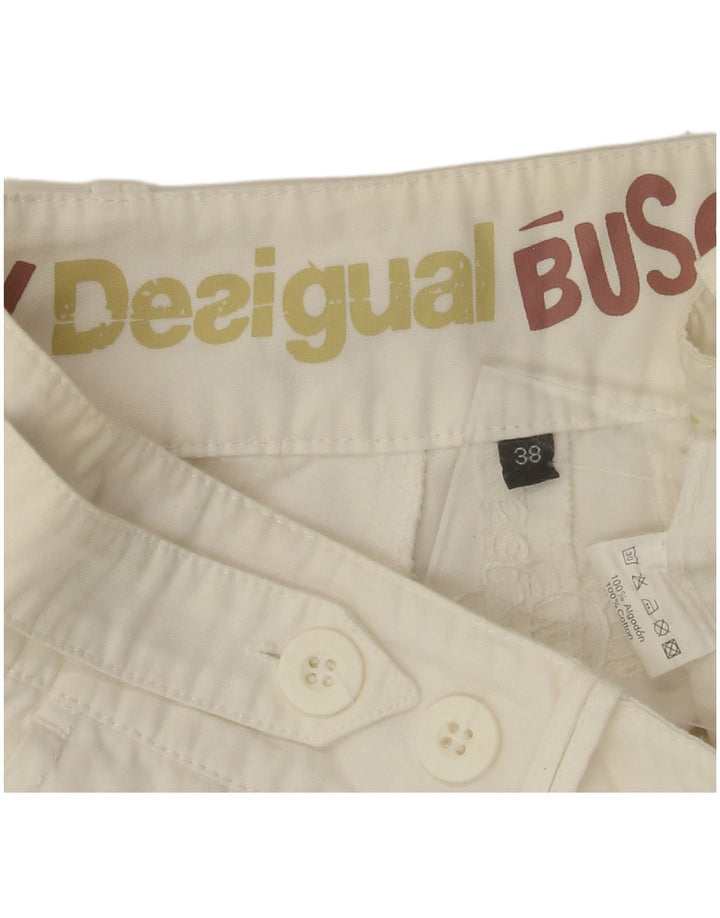 DESIGUAL Calça Chino Feminina Reta EU 38 Médio W30 L28 Algodão Branco