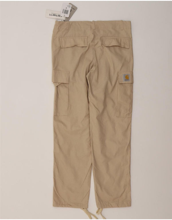Carhartt Mens Straight Cargo Calças Pequenas W29 L30 Algodão Bege