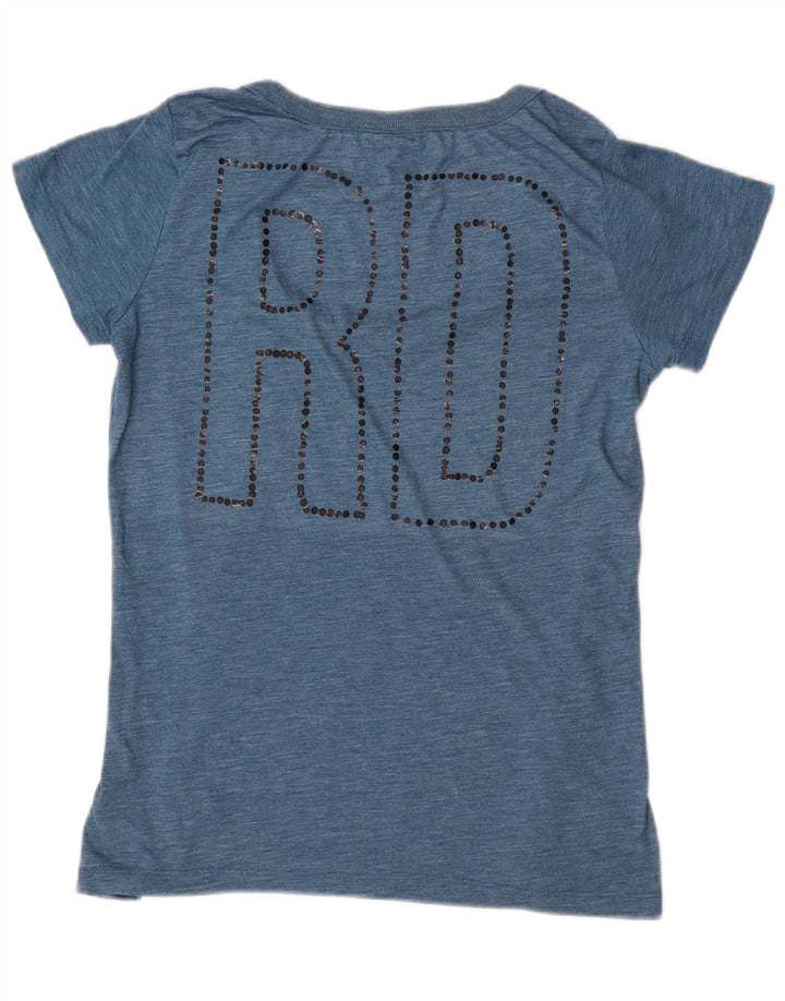 Camiseta feminina G-Star com estampa gráfica UK 12 poliéster azul médio
