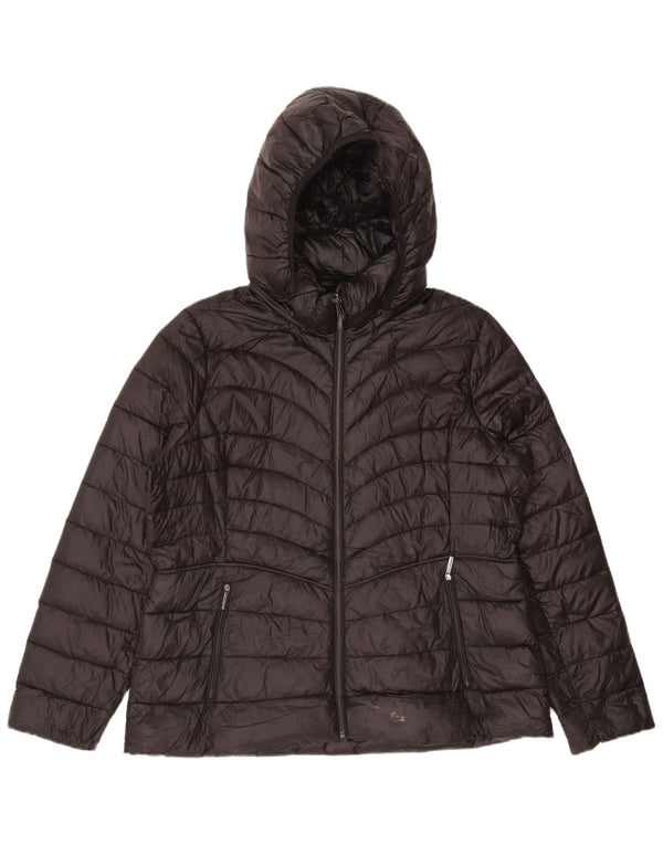 Jaqueta acolchoada com capuz feminina Michael Kors Reino Unido 18 XL preto nylon