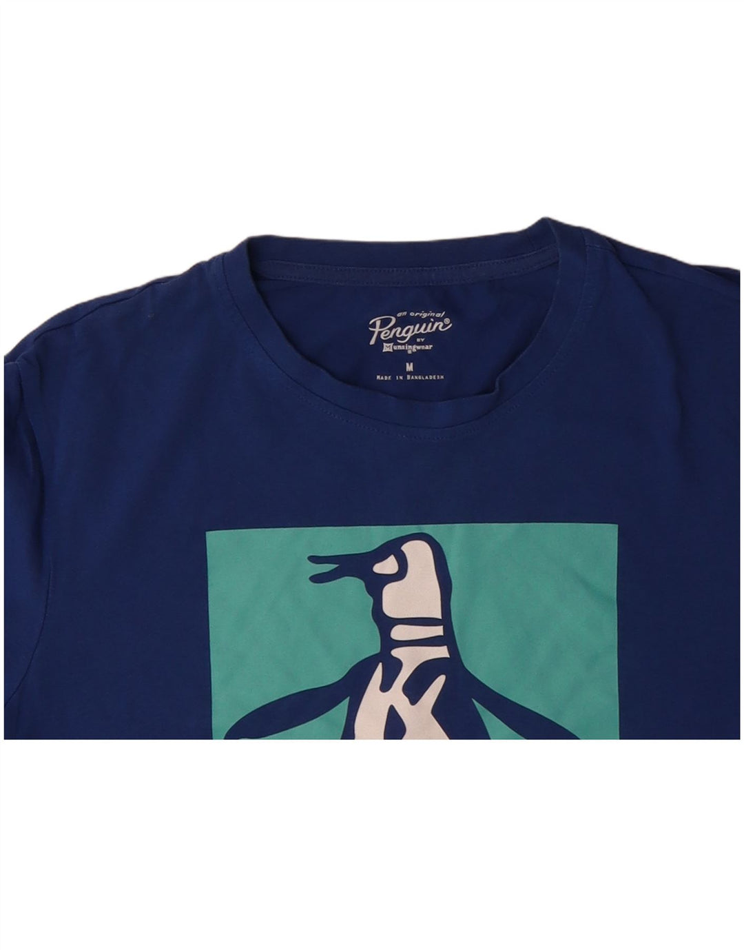 Camiseta gráfica masculina PENGUIN Top algodão azul médio