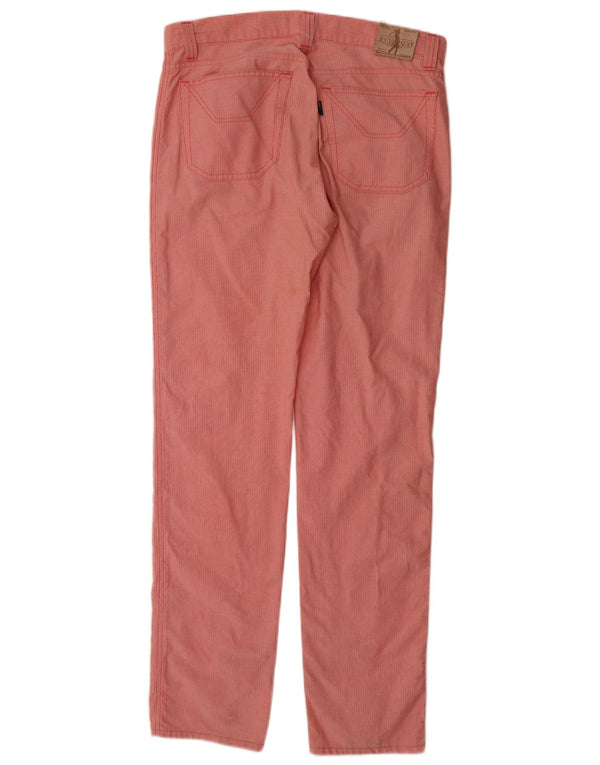 Calça feminina casual reta Jeckerson W33 L34 algodão listrado vermelho
