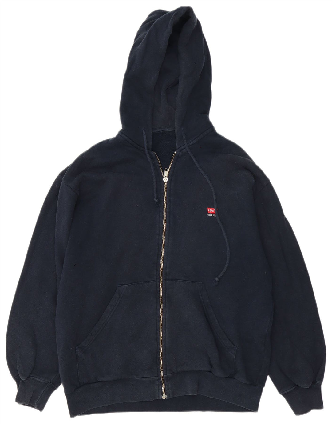 Suéter masculino com capuz e zíper Levi's médio azul marinho algodão
