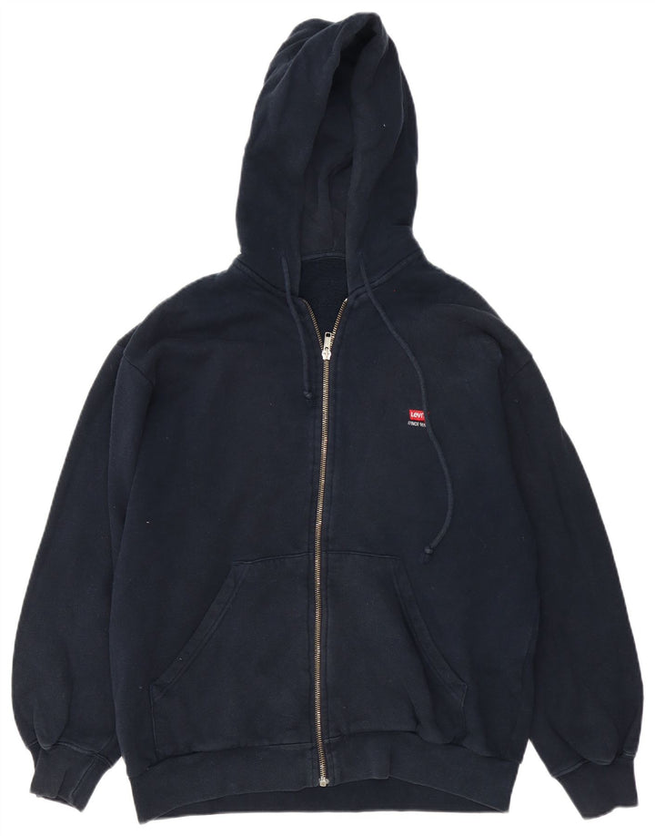 Suéter masculino com capuz e zíper Levi's médio azul marinho algodão